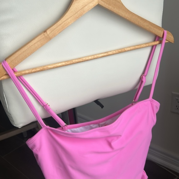 RELLECIGA Pink Bandeau One Piece Bathing Suit High Leg One Piece Swimsuit Sz XL - Picture 5 of 15